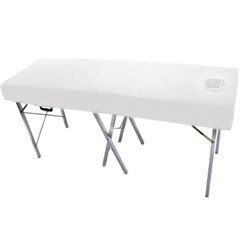 SALON FIRST Couch / bed cover with face hole - white
